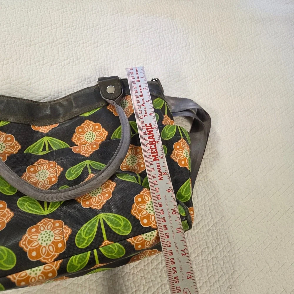 Petunia Pickle Bottom Glazed Floral Sashay Satchel Diaper Bag Gray Orange Green